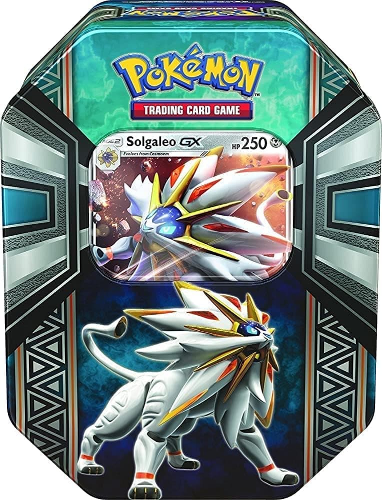 Pokemon TCG: Legends of Alola Solgaleo-GX Tin | Collectible Trading Card Set | 4 Booster Packs, 1 Ultra Rare Foil Promo Card Featuring Solgaleo-GX, Online Code Card | Battle and Build Your Pokedex