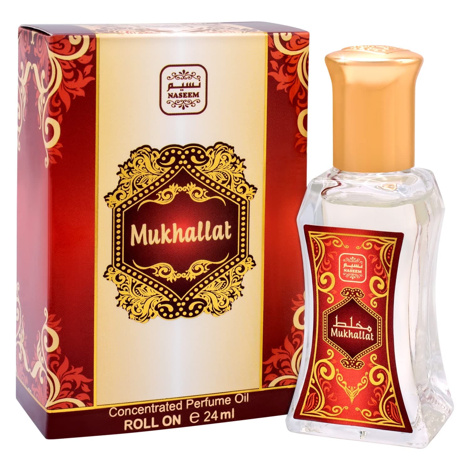 NASEEM Mukhallat Perfume Oil Rollerball Alcohol Free with composition of Fruity Amber White Musk Long Lasting Arabian Fragrance Oil for Women 0.81 Fl Oz
