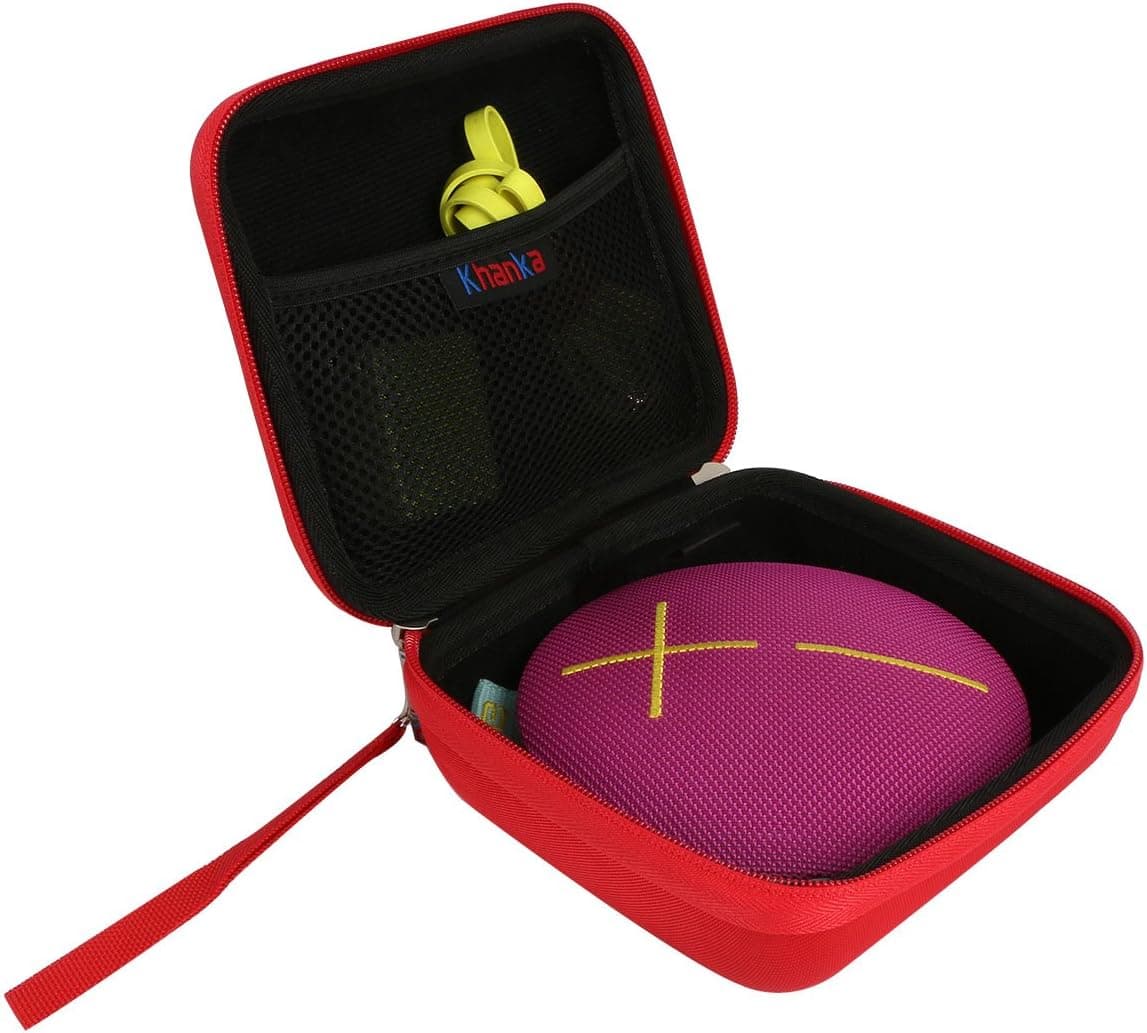 Khanka Hardshell EVA Storage Carrying Travel Case Bag for Logitech UE Roll 360 Wireless Bluetooth Speaker - Red