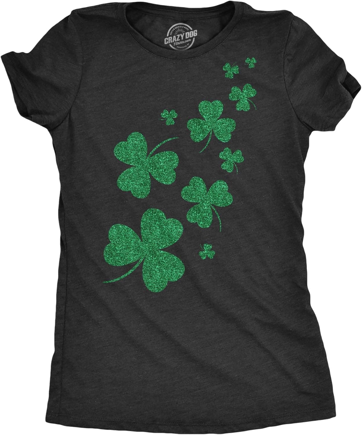 Womens Glitter Shamrocks T Shirt Funny St Saint Patricks Day Shamrock Clover Tee