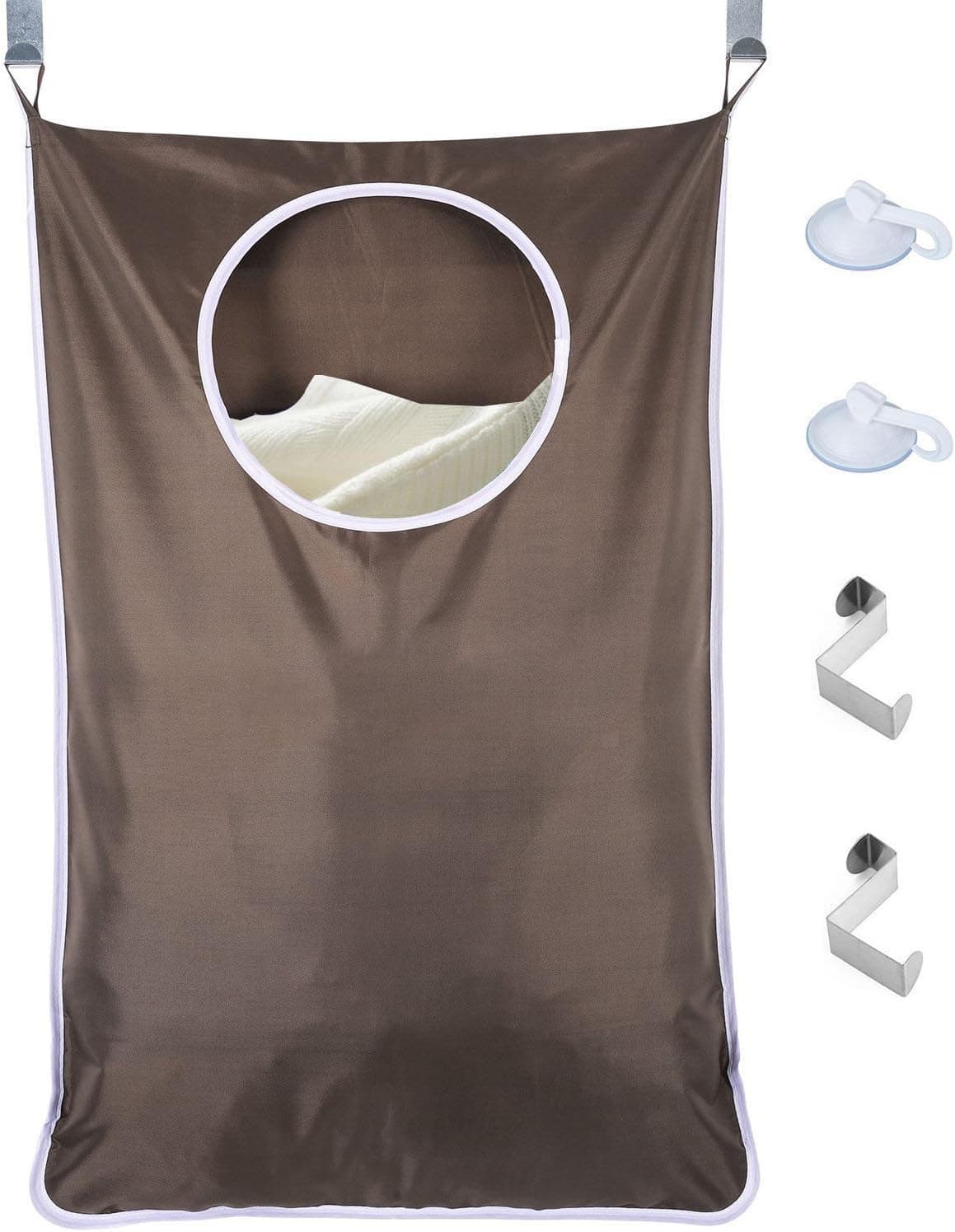 Outdoorfly Wall Hanging Laundry Bags Dirty Clothes Hamper Bag for Bathroom Baby Laundry Nook Door, Dorm,Nursery,Closets Storage Bags(30"x20",Coffee)