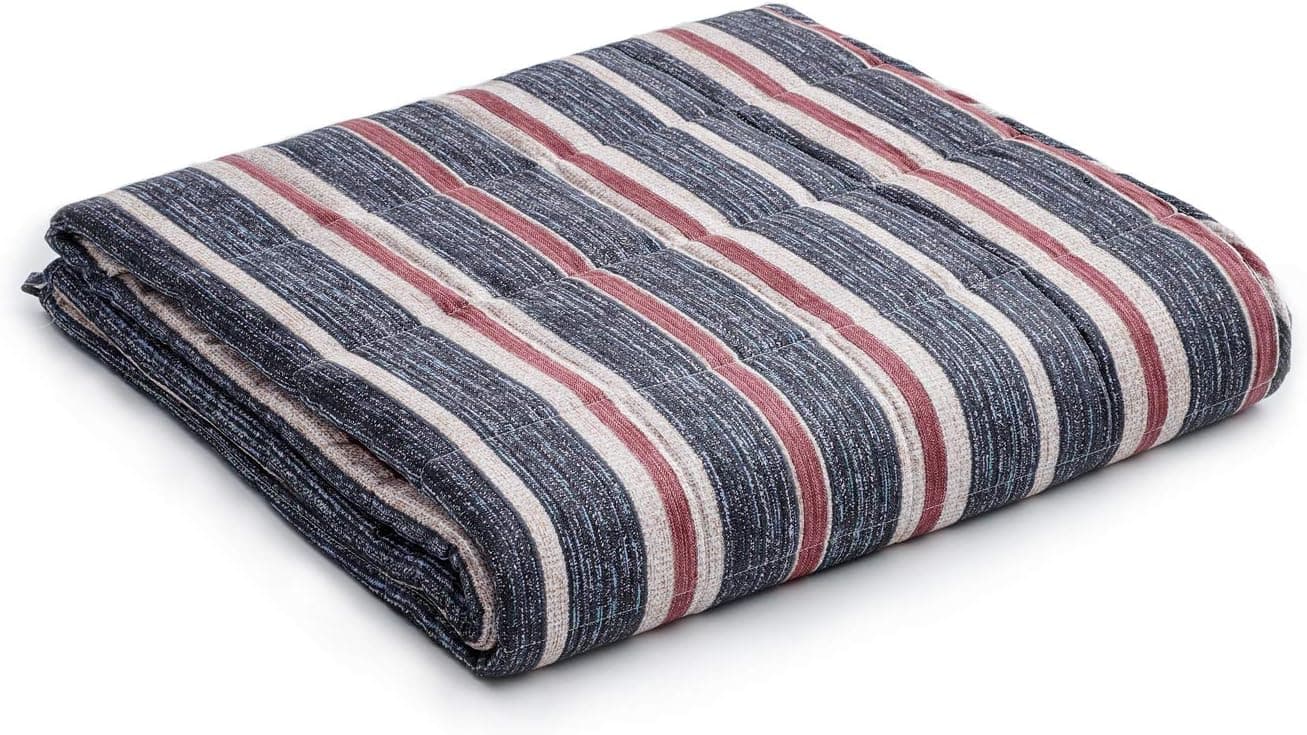 YnM Weighted Blanket — Heavy 100% Oeko-Tex Certified Cotton Material with Premium Glass Beads (Red Blue, 48''x72'' 20lbs), Suit for One Person(~190lb) Use on Twin/Full Bed …