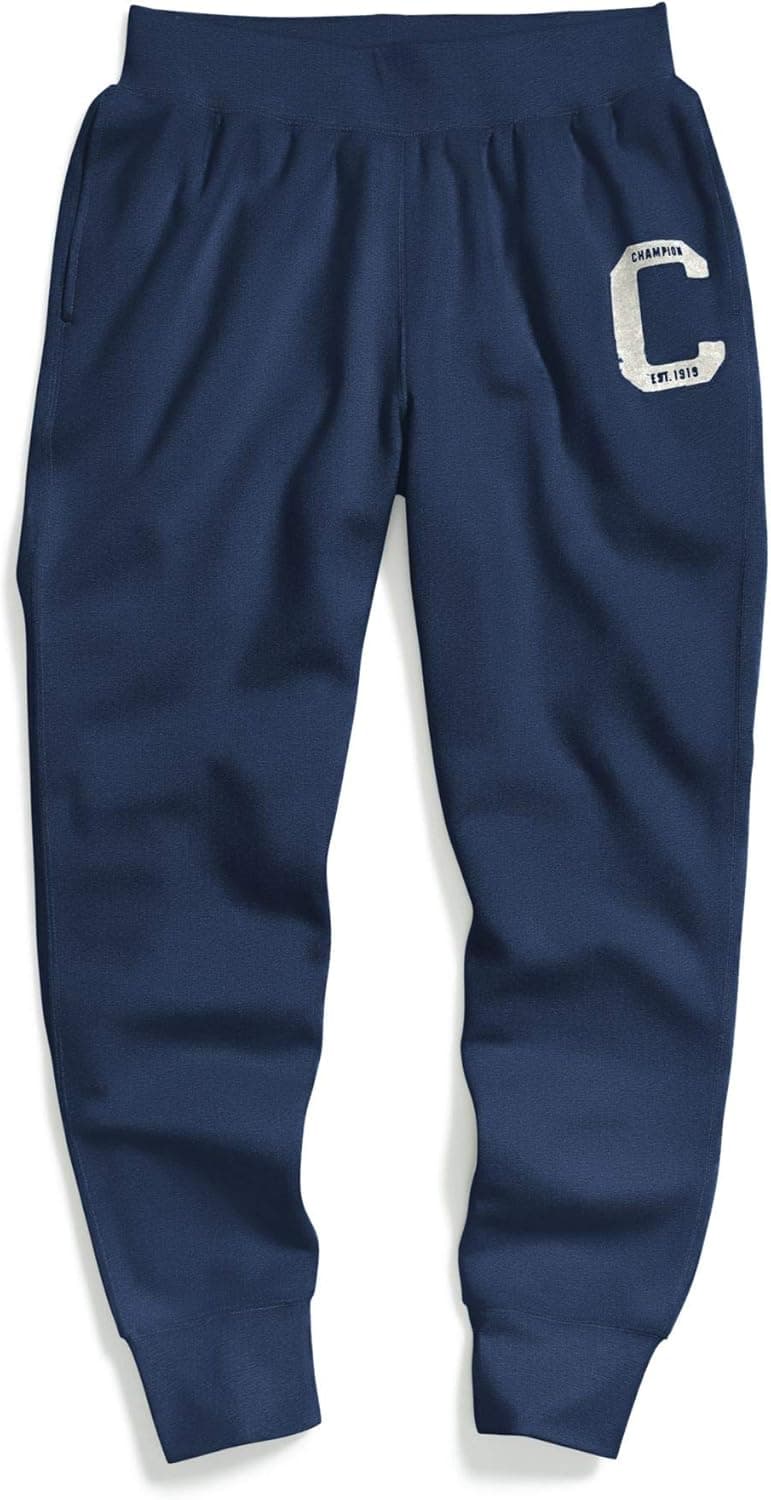Champion Mens Heritage Fleece Jogger Pants, S, Midnight Vista Blue