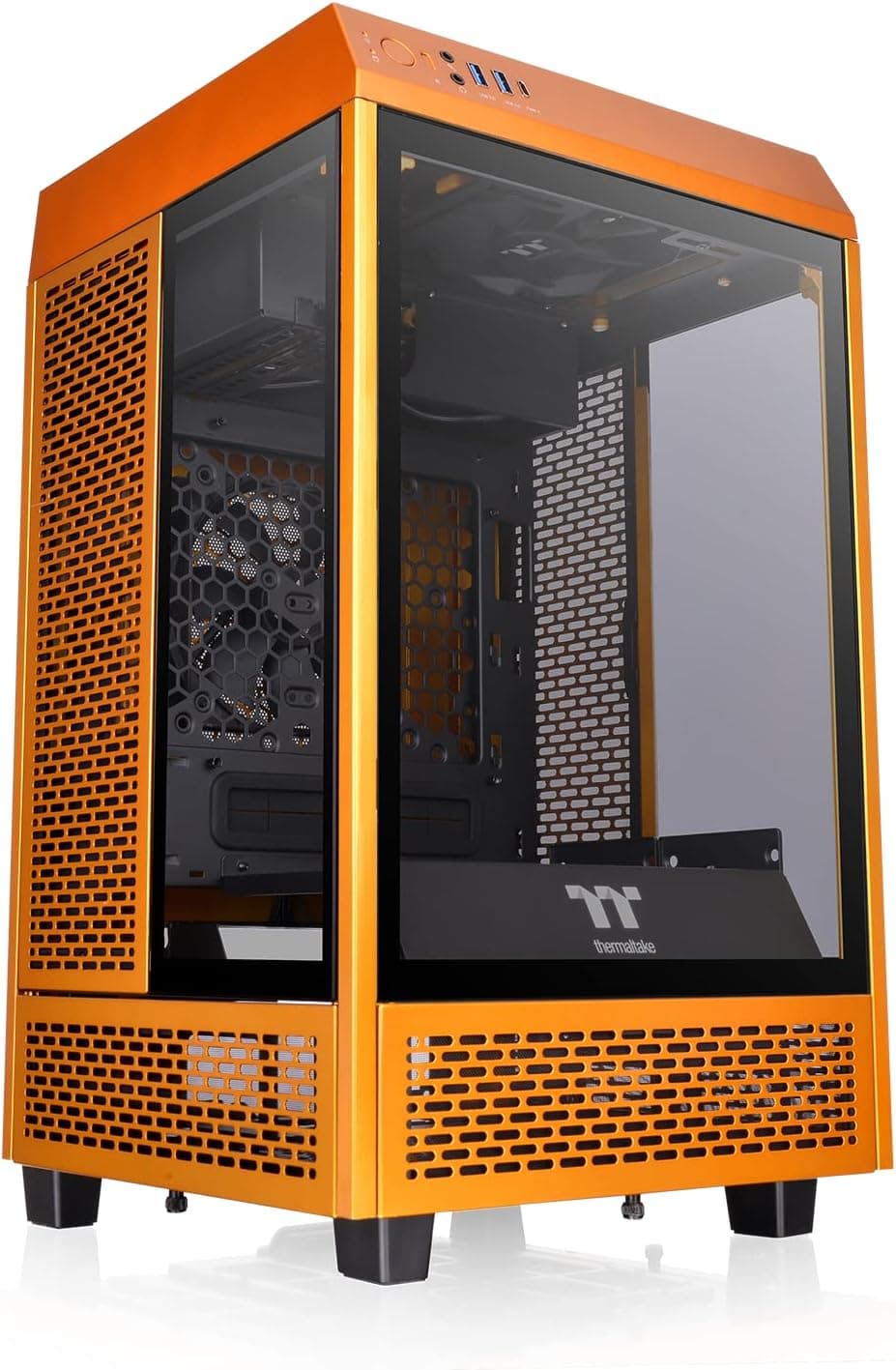 Thermaltake Tower 100 Metallic Gold Edition Tempered Glass Type-C (USB 3.1 Gen 2) Mini Tower Computer Chassis Supports Mini-ITX CA-1R3-00SDWN-00