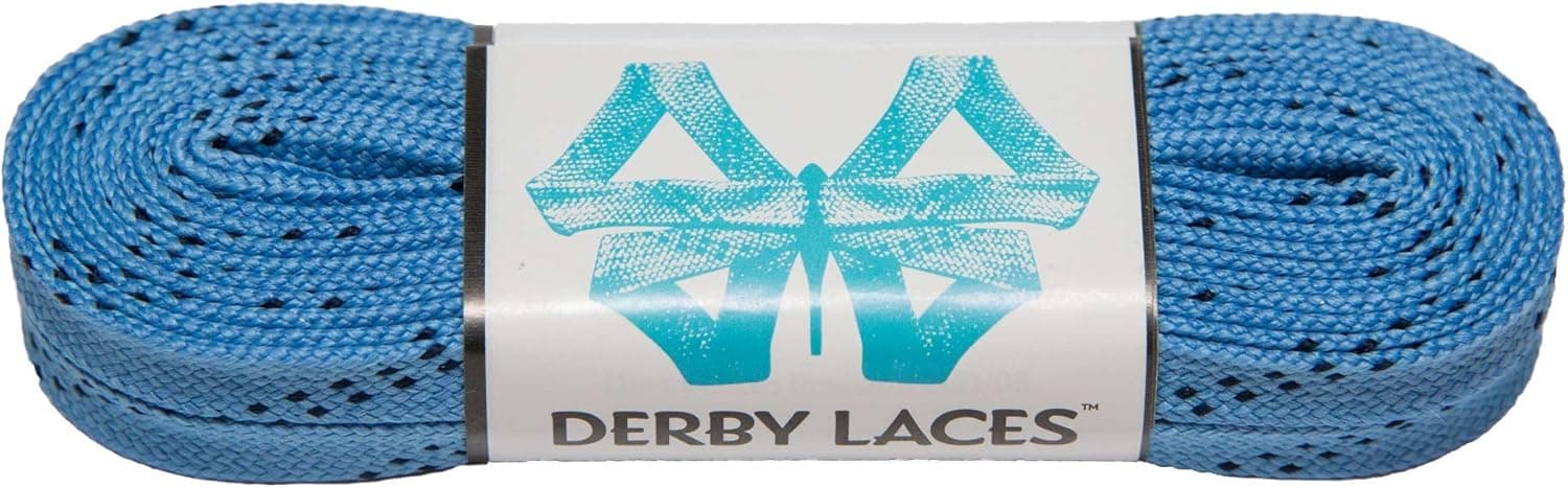 Derby Laces Sky Blue - Flat, 10mm Wide, for Boots, Skates, Roller Derby, and Hockey Skates