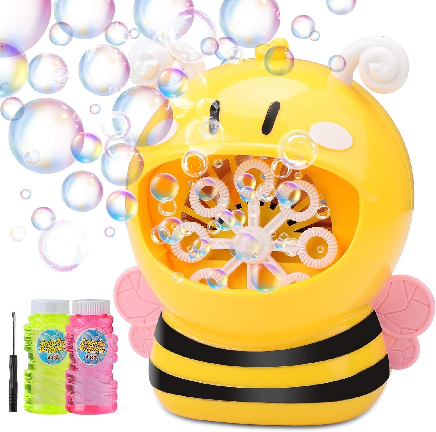 Colminsen Bubble Machine Bee Bubble Blower 800+ Bubbles Per Minute, Automatic Bubble Machine for Kids Toddlers Boys Girls Baby Bath Toys Indoor Outdoor, Cute Bubble Maker with Bubble Solution 8oz