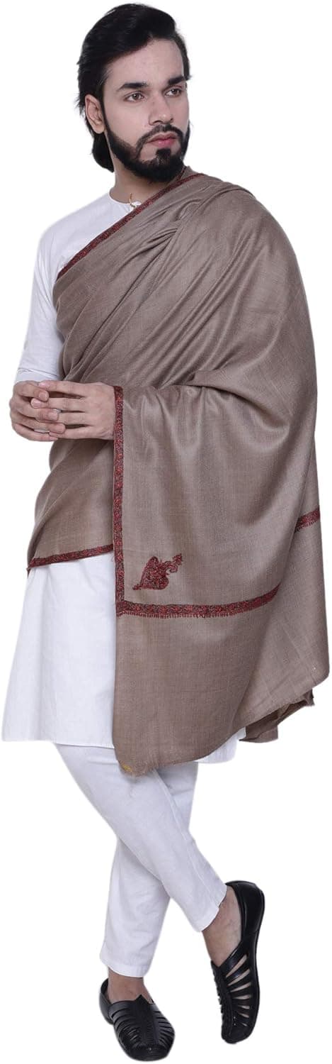 Meditation - Yoga Prayer Wrap Men's With Delicate Handwork -Soft Hand Feel and Very Warm Shawl - Gift For Him (Deep Taupe)