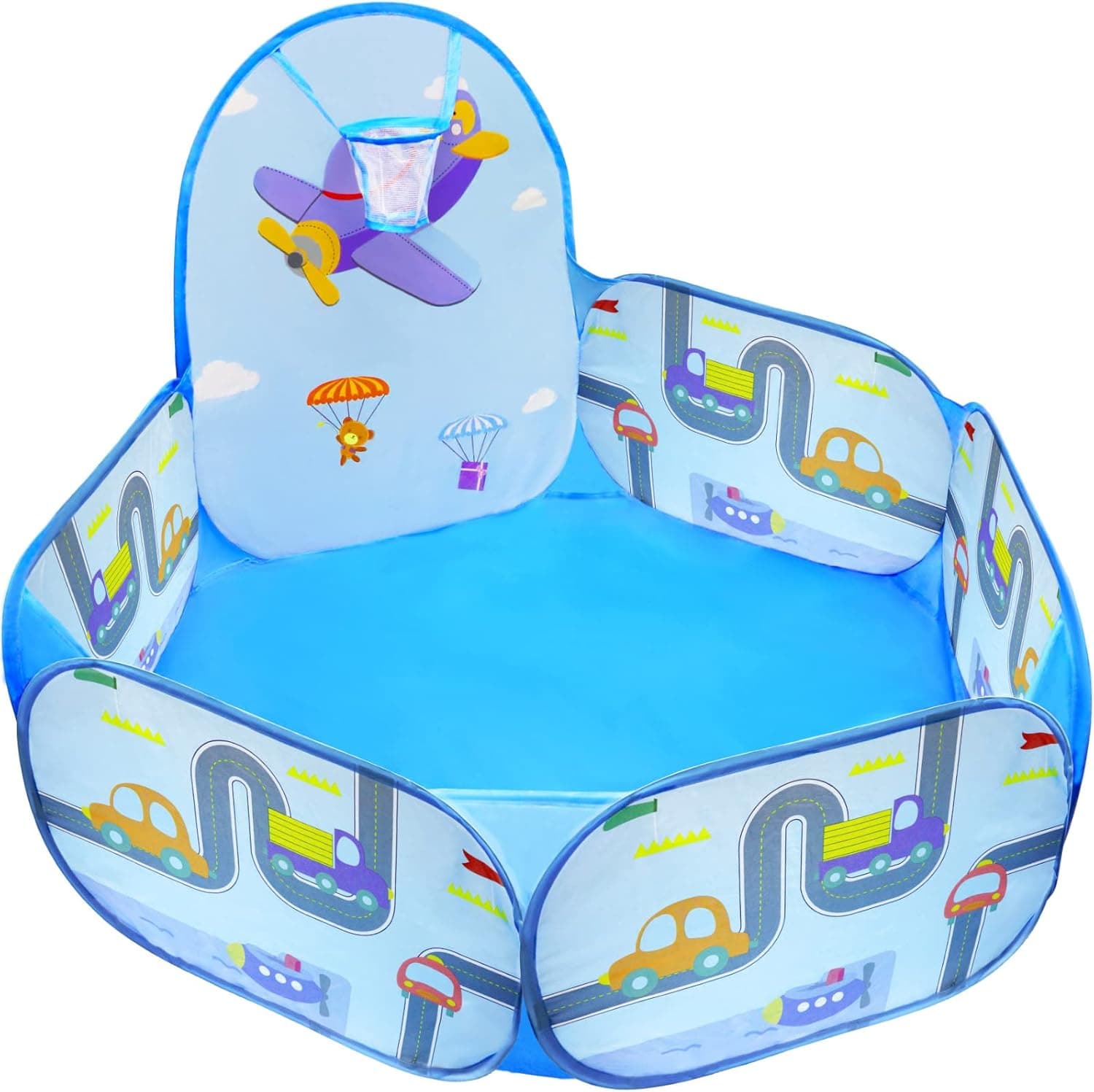 MAIKEHIGH Kids Ball Pit, Large Pop Up Children Play Tent with Basketball Hoop & Zipper Bag 4ft/120cm Birthday Gift for Toddlers (Balls Not Included)