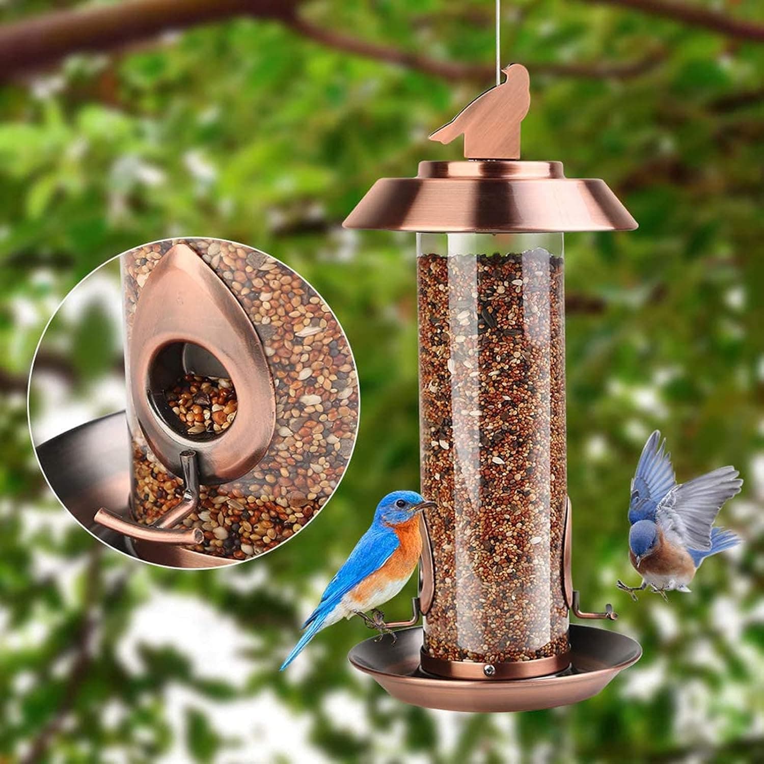 Noxew Bird Feeders for Outside, Wild Bird Feeder Hanging Bird Feeder, Wild Bird Seed for Outside Squirrel Proof Birds Feeder and Christmas Garden Decoration Yard for Bird Watchers