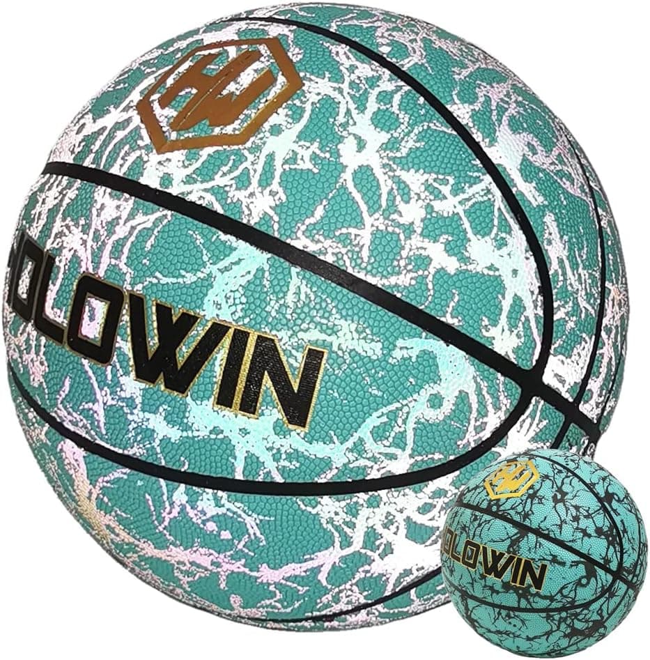 HW HOLOWIN Reflective Glowing Holographic Luminous Basket Ball for Night Game, Perfect HoloHoops Gifts Toys