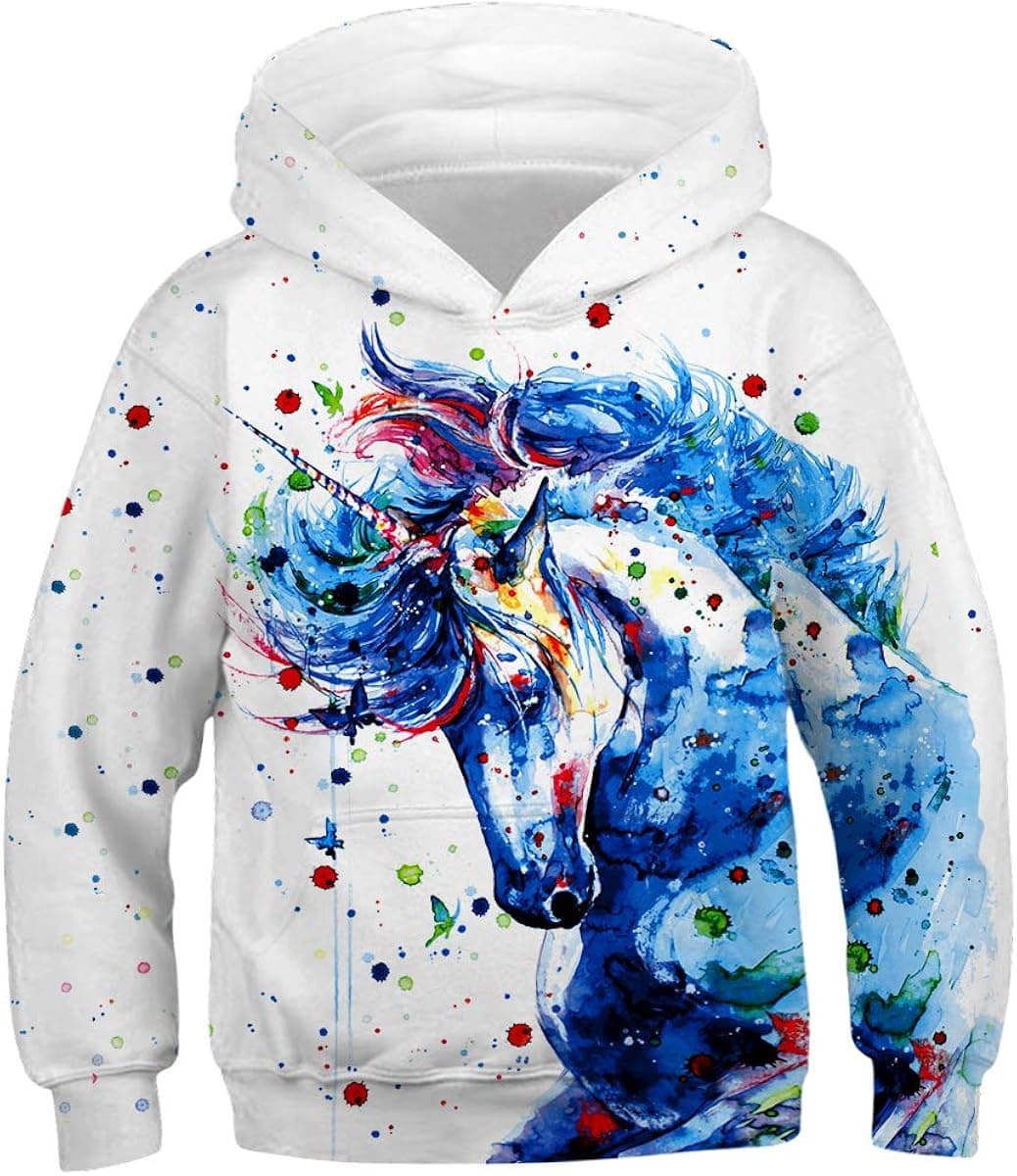 Ainuno Womens Girls Unicorn Hoodie Pullover Sweatshirt,Cute Teen Girls Hoodies Kids Jacket
