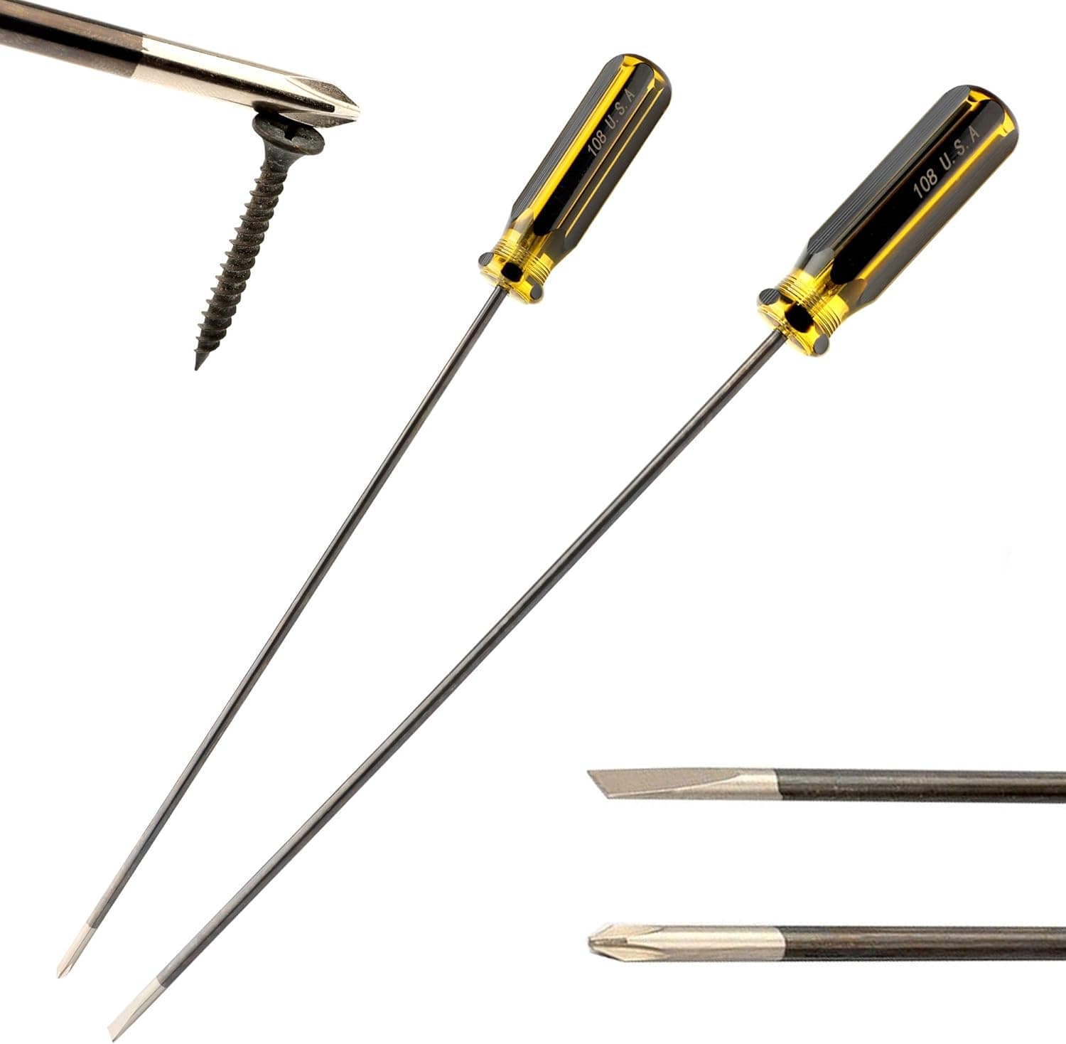 Buspoll Sewing machine extended 12 "Screwdriver batch head repair tool screwdriver Phillips screwdriver Flat screwdriver, Magnetic Screwdriver