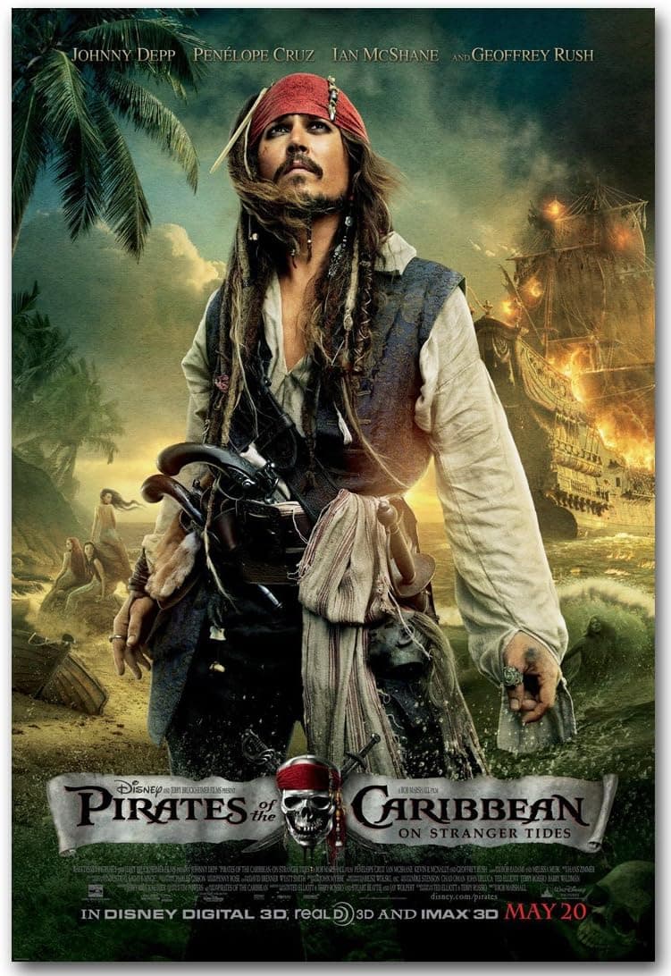 Pirates of the Caribbean Poster - Teaser Flyer 11x17 - 4 Four on Stranger Tides 2011 Movie Johnny Depp - Mt