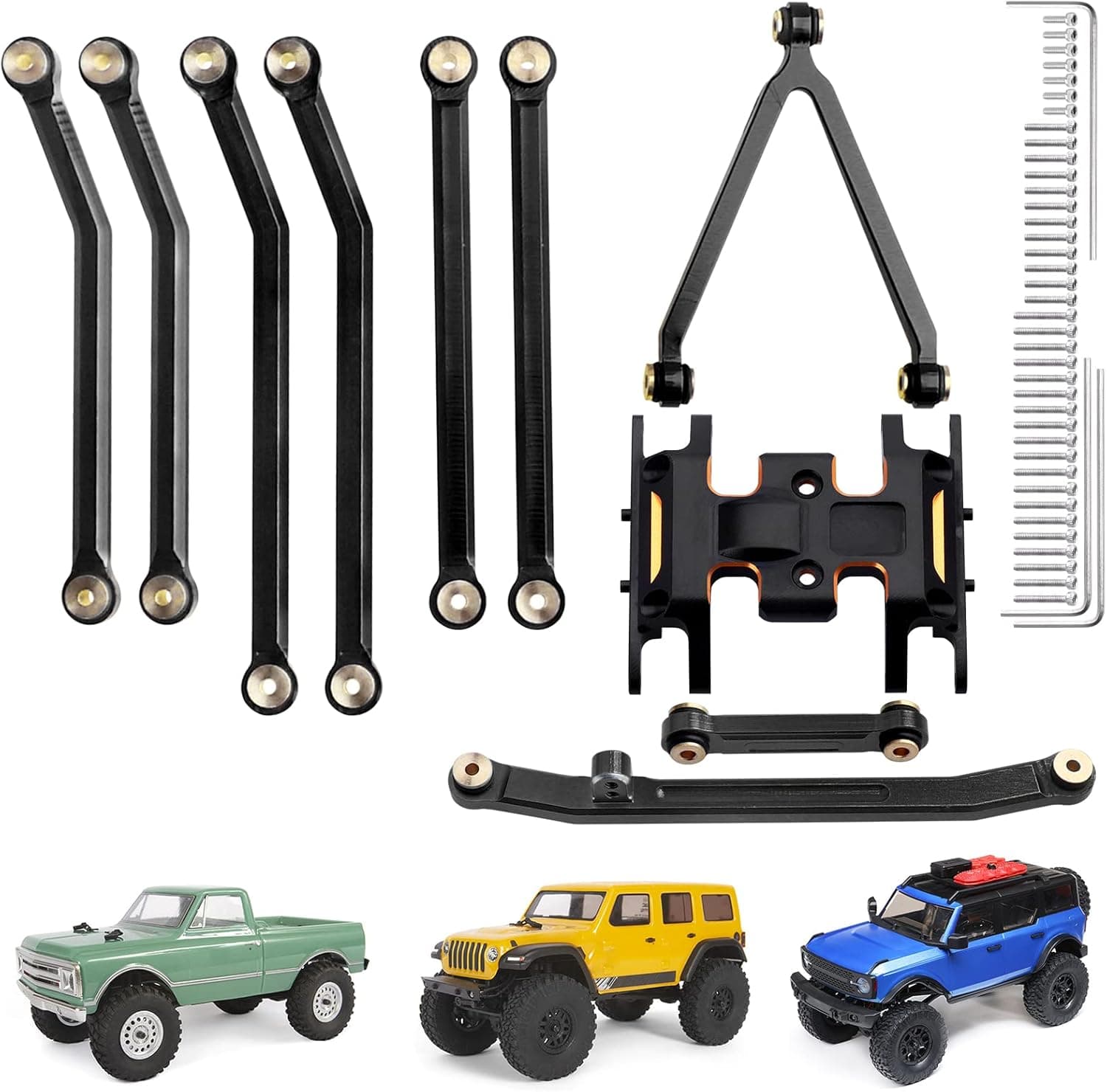 Hobbypark SCX24 Chevrolet C10 Skid Plate and Links Set High Clearance Aluminum Steering Linkage for Axial SCX24 C10 Upgrades Replacement Parts