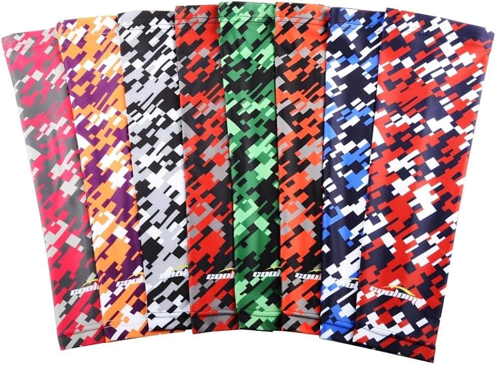 COOLOMG Compression Arm Sleeves Sports Baseball Basketball Football Cycling 1 Pair Yellow Purple XS
