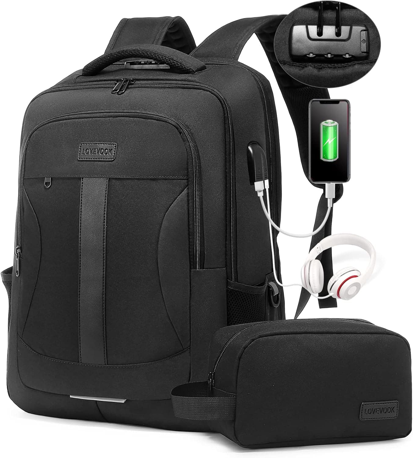 LOVEVOOK Laptop Backpack Women Travel Work Backpack TSA Anti Theft Business Computer Backpack 17 Inch Large Capacity Nurse Teacher Bag