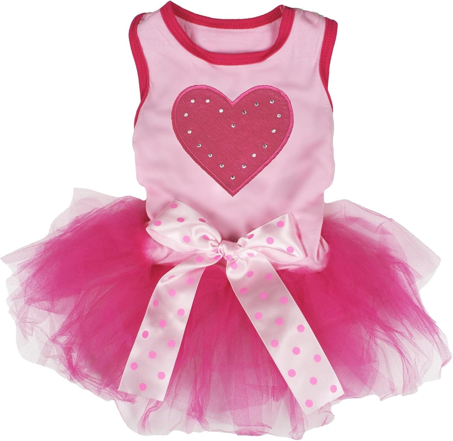 Petitebella Hot Pink Heart Puppy Dog Dress (Pink/Hot Pink, Medium)