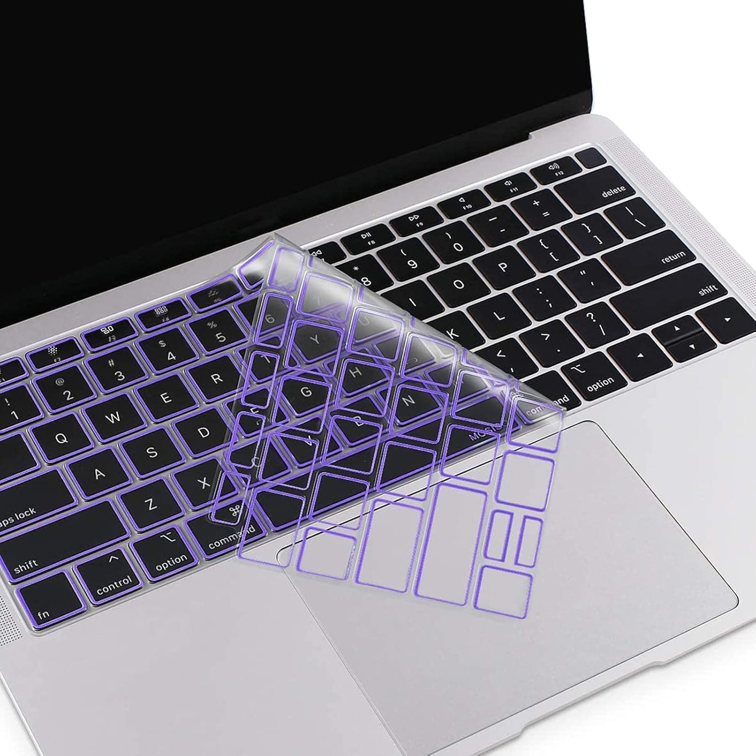 MOSISO Premium Ultra Thin TPU Keyboard Cover Compatible with MacBook Air 13 inch 2019 2018 Release A1932 Retina Display with Touch ID, Soft Protective Transparent Skin Protector, Ultra Violet