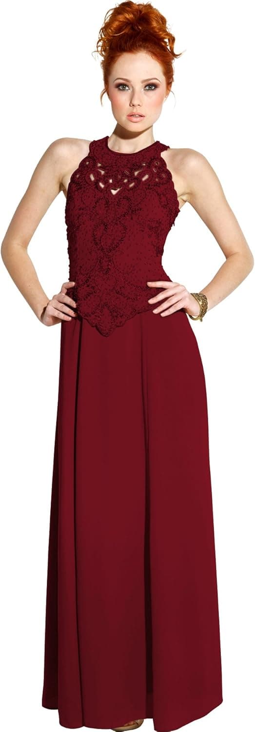 Mother Of The Bride Sleeveless Formal Wedding Gown MOB Dress, 5X, Burgundy