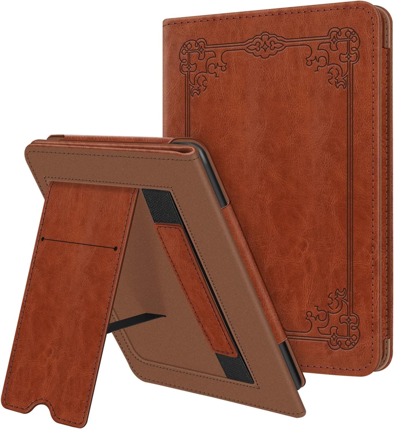 Fintie Stand Case for 6" All-New Kindle (2022 Release) - PU Leather Cover with Card Slot & Hand Strap for Kindle 2022 11th Generation Model No. C2V2L3 (NOT fit Paperwhite or Oasis), Vintage Brown