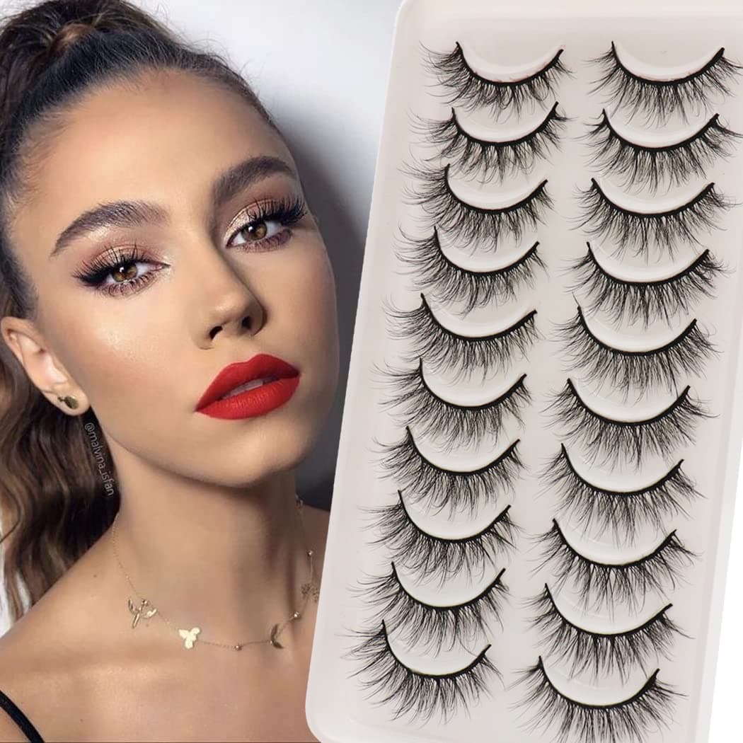 Veleasha Eyelashes Super Natural Look False Lashes 10 Pairs Pack Soft Lightweight Wispy Lashes for Daily Use (6D30)