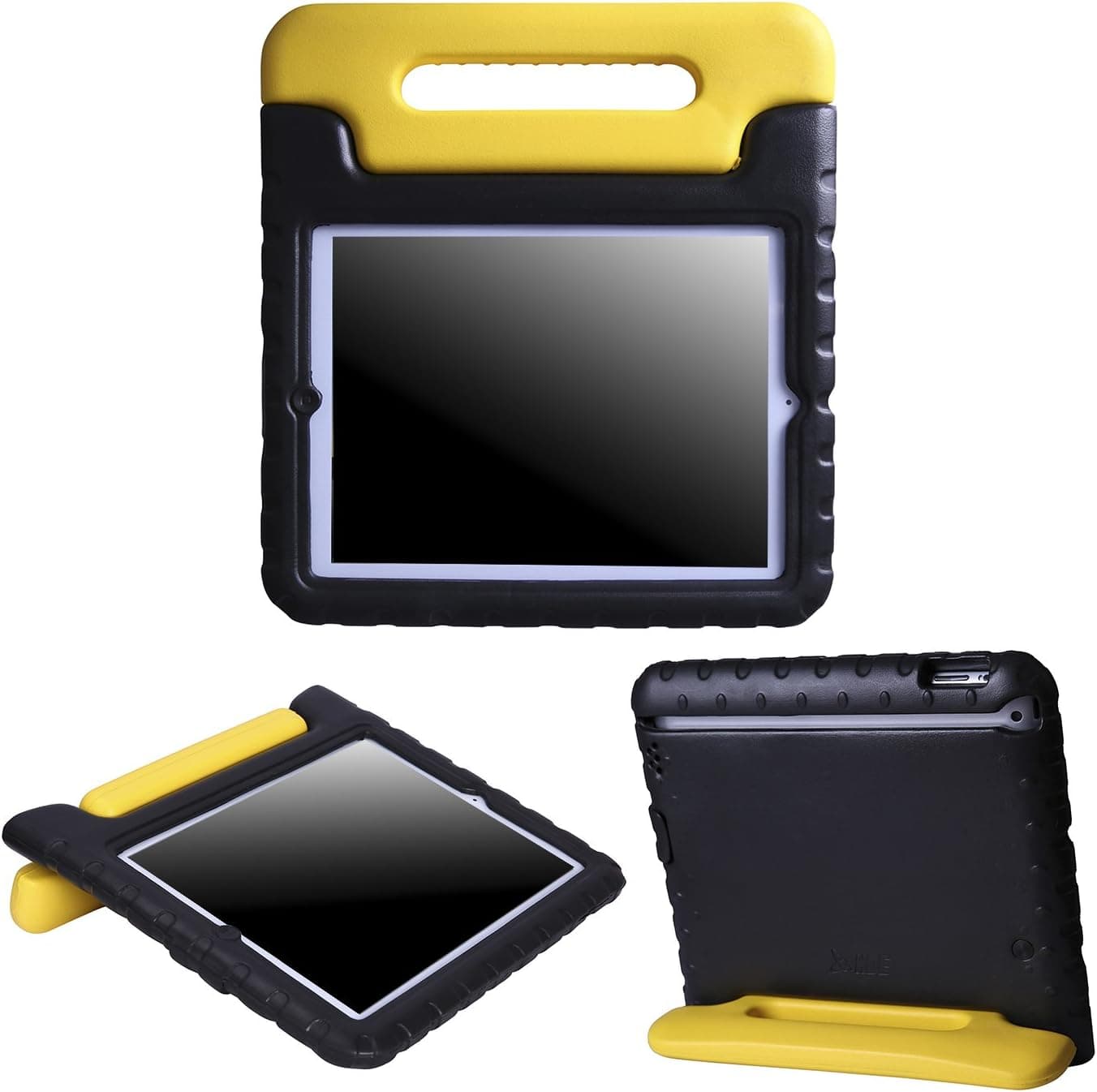HDE Case for iPad 2 3 4 - Kids Shock Proof Heavy Duty Impact Resistant Protective Cover Handle Stand for Apple iPad 2nd 3rd 4th Generation Tablet (Black & Yellow)