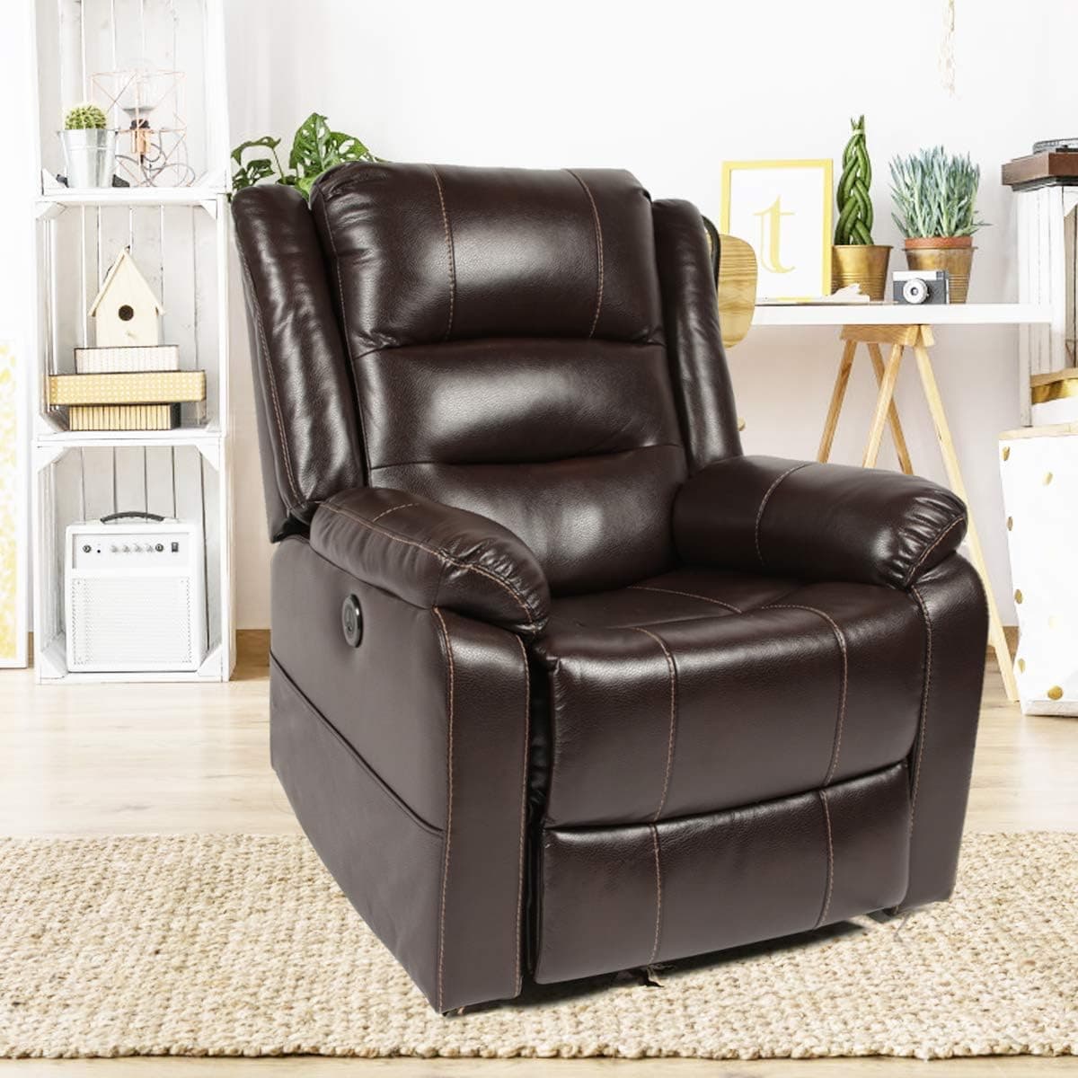 Unionline PU Leather Power Lift Chairs Recliner Massage for Elderly with Remote Control (New Lift Chair-Brown)