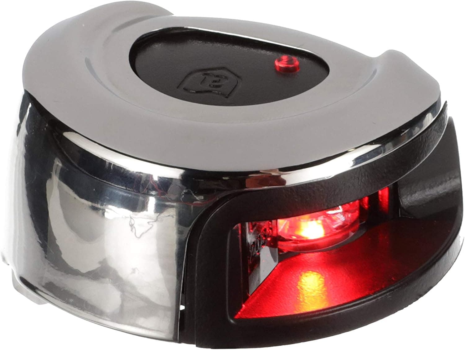 attwood NV2012SSR-7 LightArmor 2-Mile Navigation Deck Mount Sidelight, Red LED Lighting, Round Stainless Housing