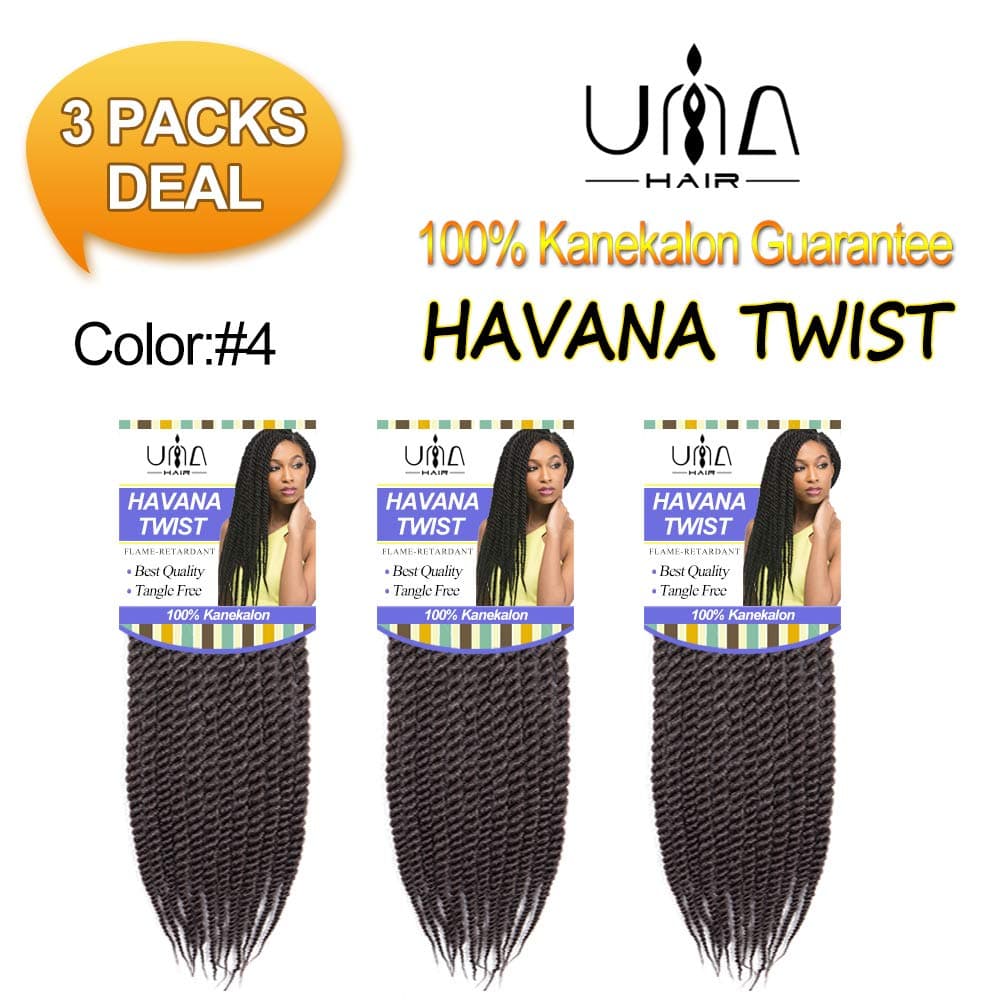 UNA 12inch Senegalese Twist Crochet Hair Short Braids Small Havana Mambo Twist Crochet Braiding Hair Senegalese Twists Hairstyles For Black Women 22strands/pack (12inch,3pieces, 4#)