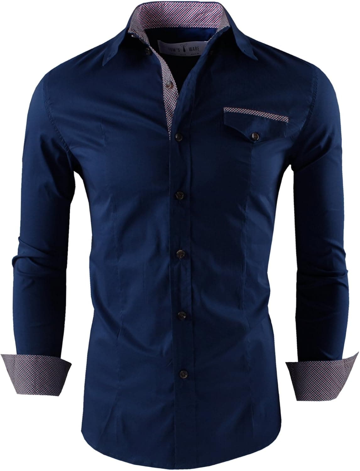 TAM WARE Mens Premium Casual Inner Contrast Dress Shirt