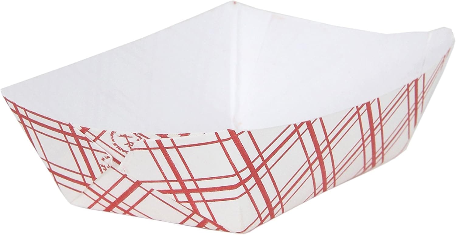 CucinaPrime Paper Red Check Food Tray, 1/4 lb Capacity, 250 Piece