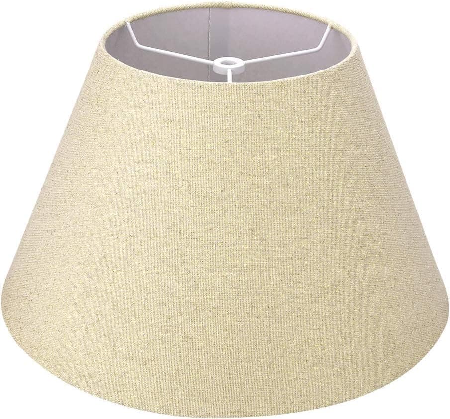 ALUCSET Medium Lamp Shade, Barrel Fabric Lampshade for Table Lamp and Floor Light,7x13x7.8 inch, Natural Linen Hand Crafted, Spider (Pale-Yellow W/ Golden flecks Linen Fabric)