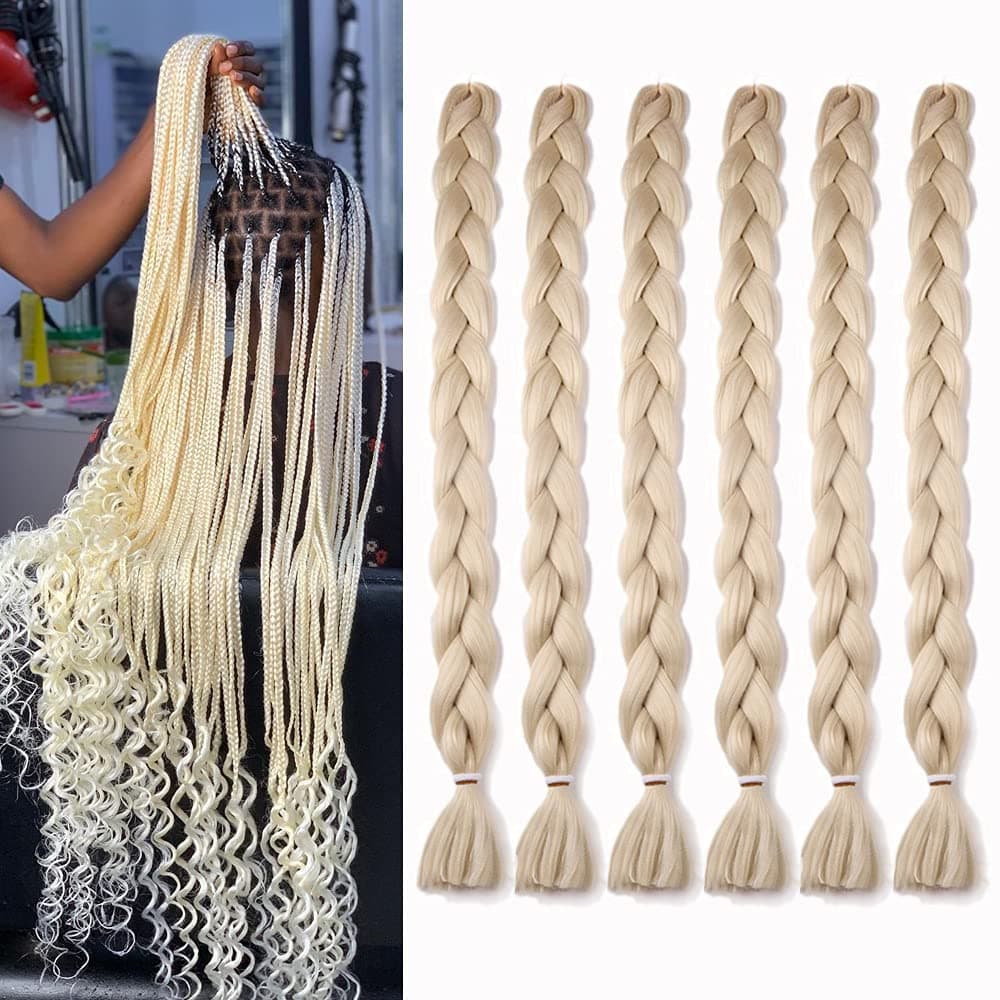 SESI PLUS 6PCS Braiding Hair Extensions Jumbo Braids Synthetic Hair (41Inches, 613# Blonde)
