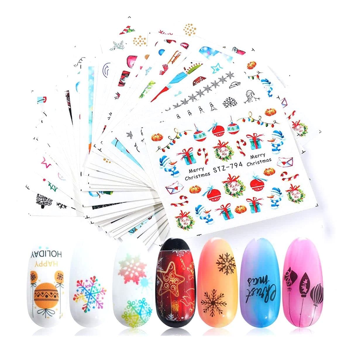 Macute Nail Art Stickers Accessories for Kids Beach Self-adhesive Nail Decals for Women Girls Mermaid Sea Animal Seagull Flag 3D Nail Stickers for Fingernails & Toenails Decorations Manicure Wraps