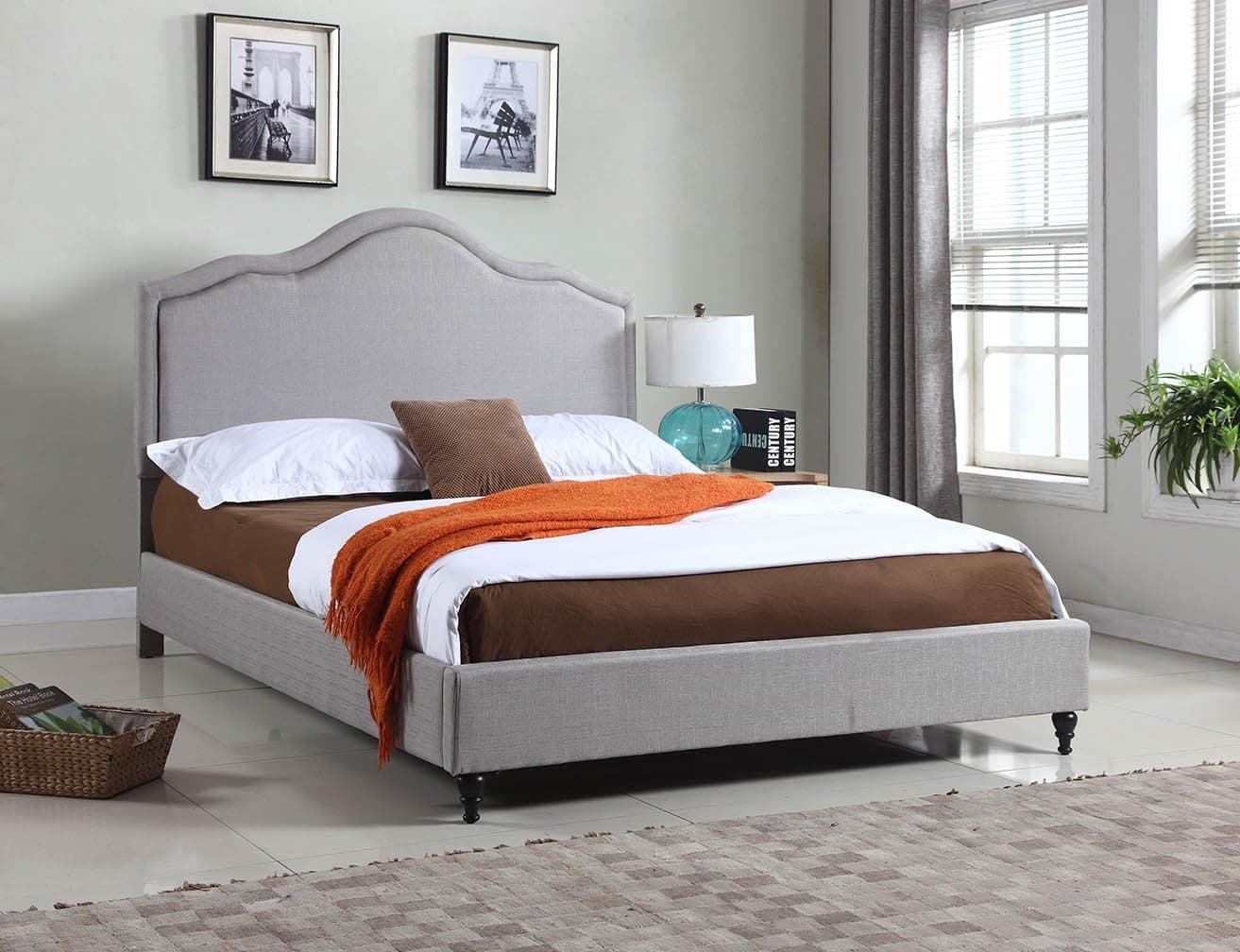 Home Life Cloth Light Grey Silver Linen 51" Tall Headboard Platform Bed with Slats Full - Complete Bed 5 Year Warranty Included 009