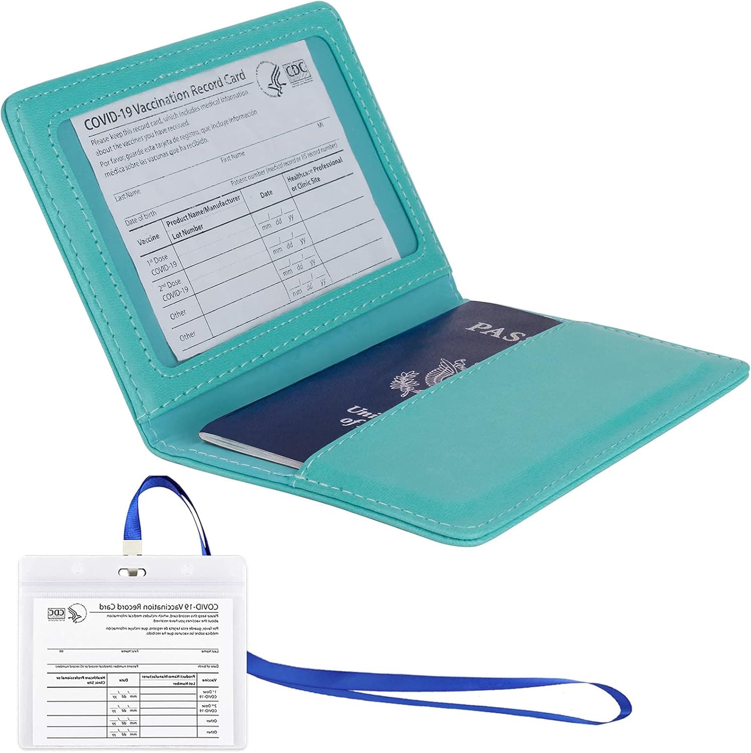 TOOVREN Passport and Vaccine Card Holder Combo Passport Holder with Vaccine Card Slot Travel Document Organizer, Travel Wallet Passport Cover & Vaccine Card Protector Passport Wallet for Men / Women