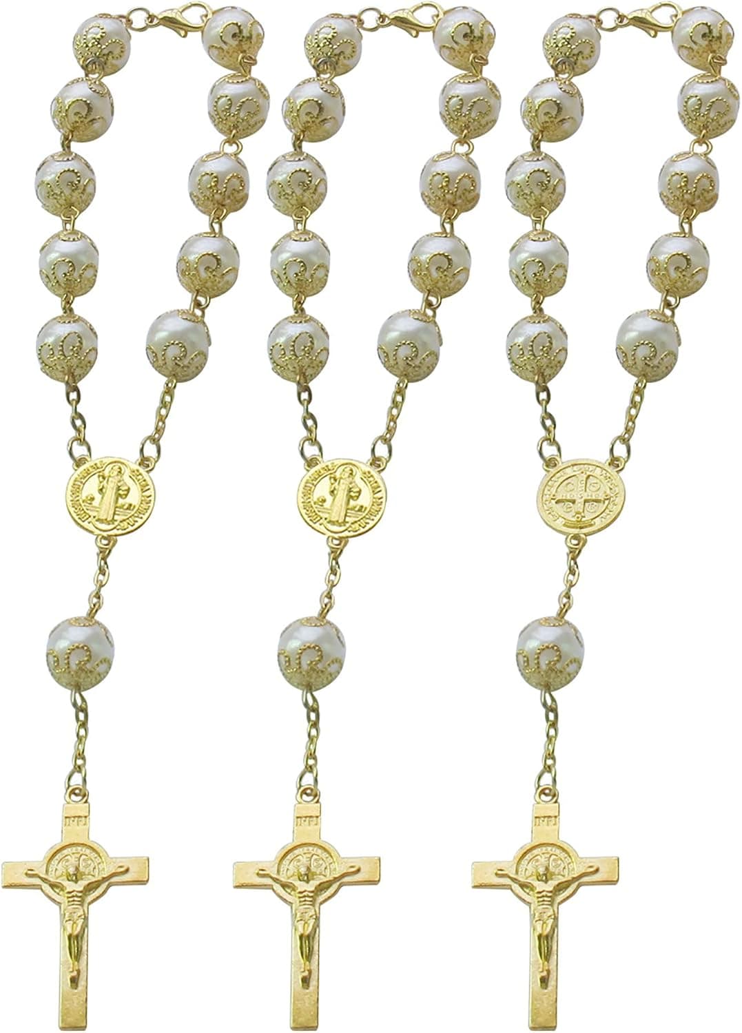 12pcs Faux Pearl Decade Rosary Party Favor - Favor for Christening, First Communion, Baptism, Wedding, Sweet 15 - Recuerdos para Primera Comunion, Bautizo, Confirmacion, Quinceanera