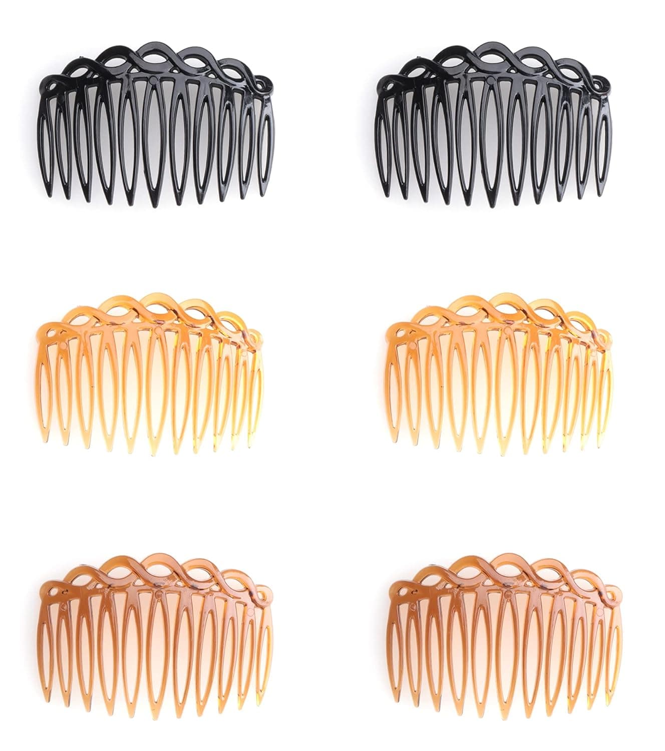Ruwado French Hair Side Comb 6 Pcs Chic Elegant Plastic Twist Hair Clip Vintage Flexible Cellulose Non Slip Styling Combs for Women Girls Fine Hair Accessories Parties Bridal Wedding Veil Supplies