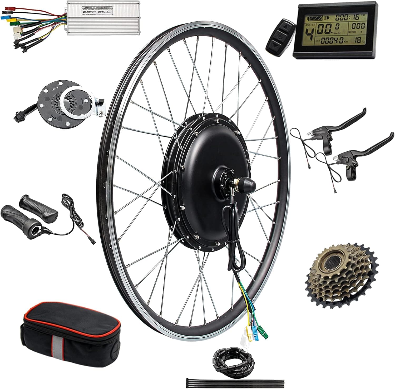 EZKT Ebike Conversion Kit 24inch 26inch 27.5inch 29inch inch Rear Wheel 48V 1500W E-Bike Cycling Hub Motor Conversion Electric Bicycle Motor Kit (2829inch Rear Screw 48V1500W)
