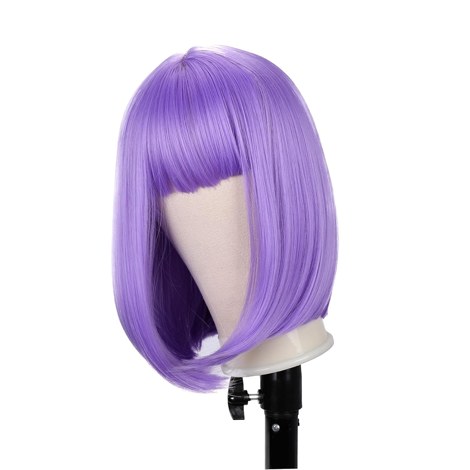 VVIG Purple Short Bob Wig with Bangs Straight Bob Wigs for Women Synthetic Heat Resistant Fiber Cosplay Daily Party Wig Natural Looking(Purple)