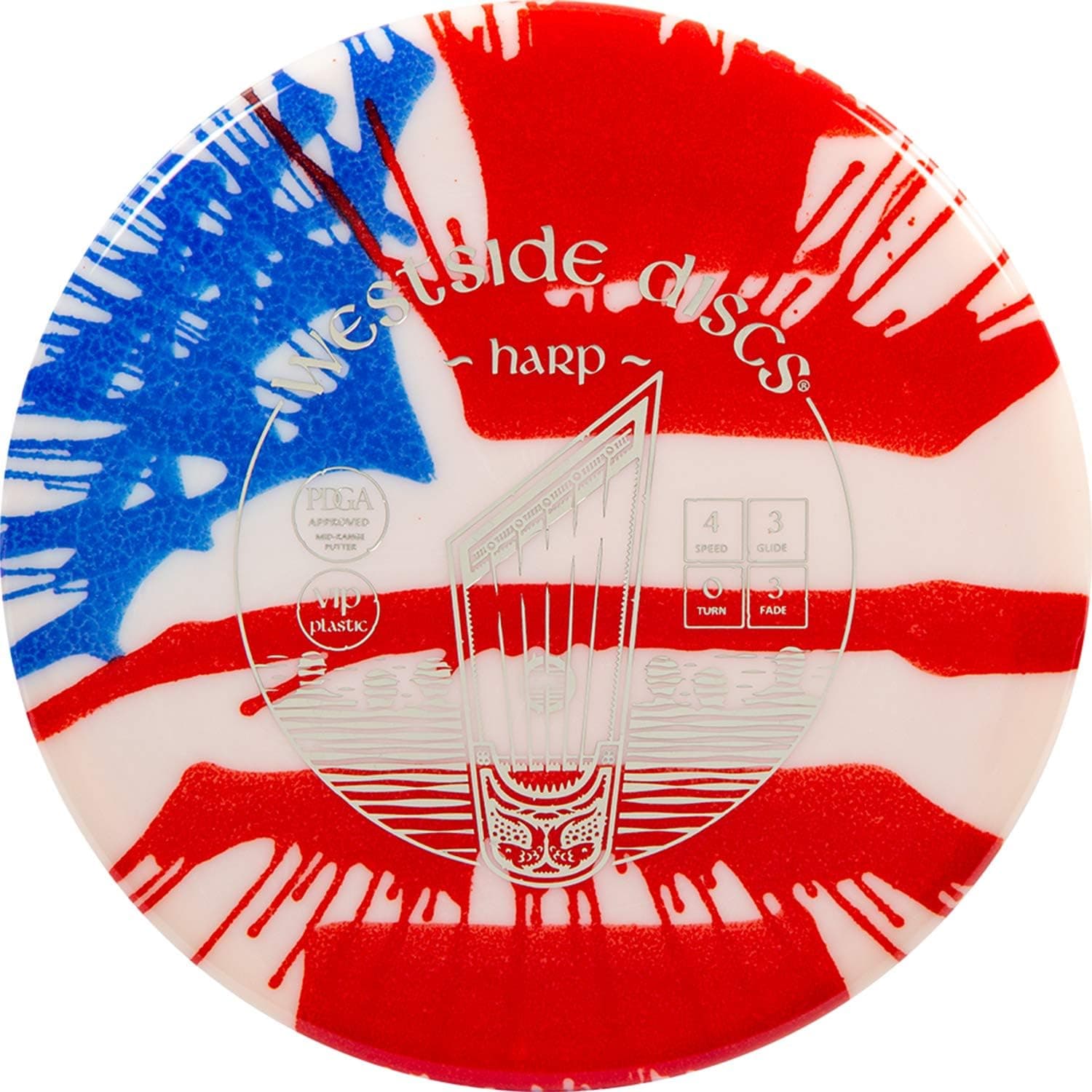 Westside Discs MyDye American Flag Disc Golf Disc | Overstable Putt and Approach Disc | Neutral Frisbee Golf Putter | Understable Fairway Driver | Stamp Colors Will Vary
