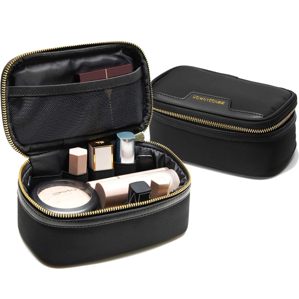 Rownyeon Travel Bag for Makeup Small Makeup Case Waterproof Portable Makeup Organizer Bags Cosmetic Lipstick Pouch Toiletry Bags for Women