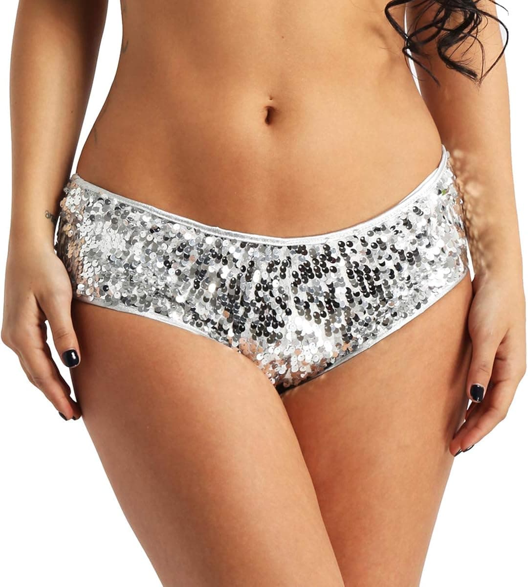 MSemis Woman's Lady Sequin Booty Shorts Shiny Low Rise Dance Mini Shorts Underwear Clubwear