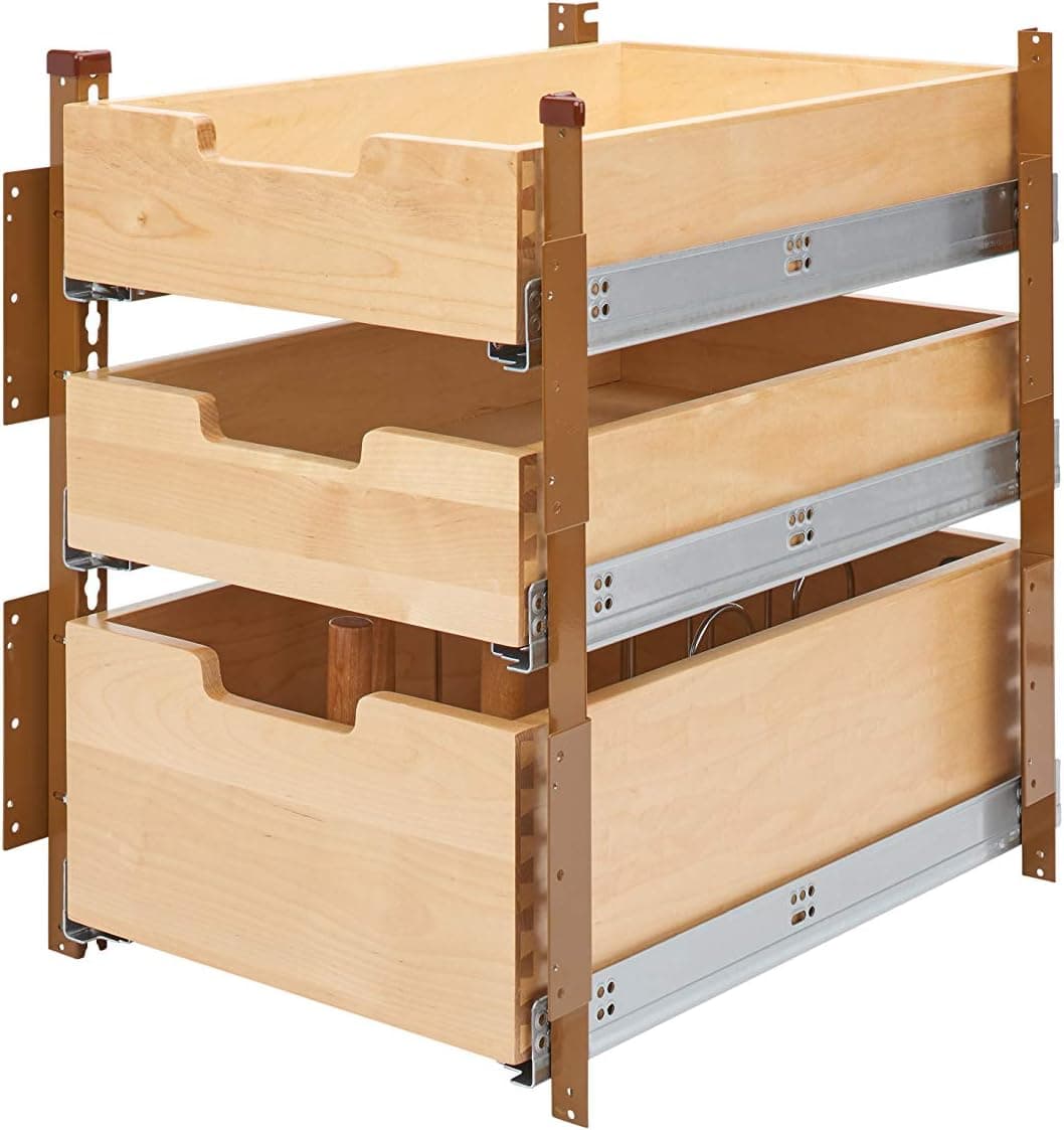 Rev-A-Shelf Base Cabinet Pull Out Wood Drawer Pilaster System, Standard, Natural Maple