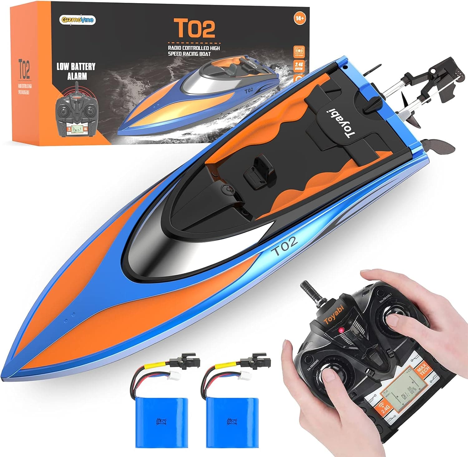 Gizmovine RC Boat High Speed (20MPH+) Remote Control Boats for Pools and Lakes with Extra Battery for Kids and Adults
