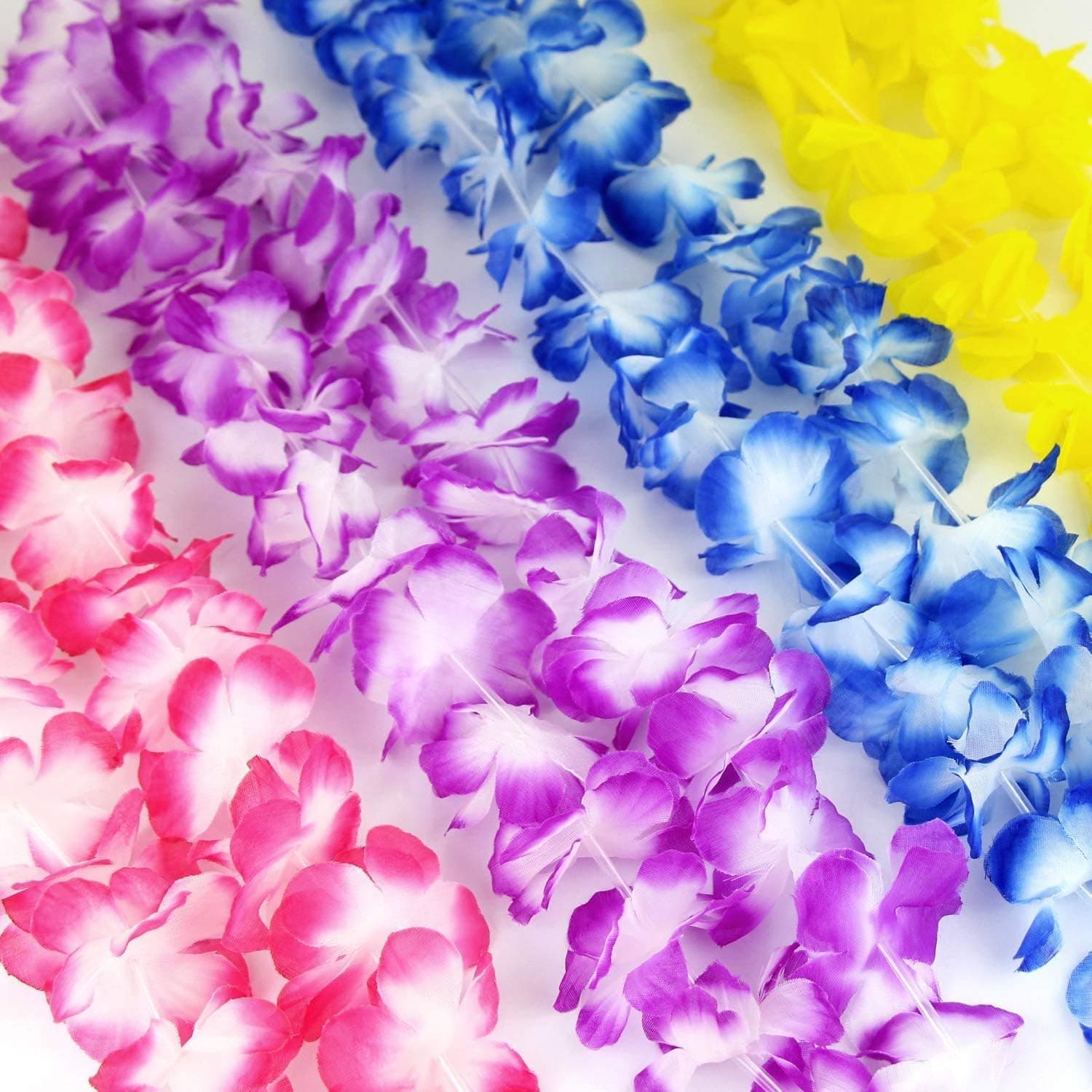 ENIVING 48PCS Luau Party Supplies Leis Luau Party Decorations Hawaiian Leis Decorations Hawaiian Party Bracelet Necklace Headband