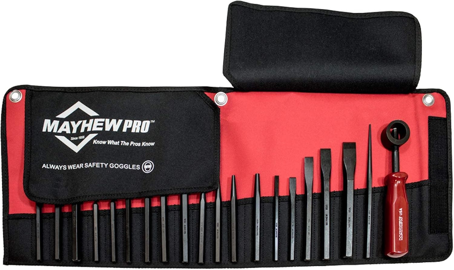 Mayhew Tools 66287 Pro Metric Punch and Chisel Kit, 20-Piece