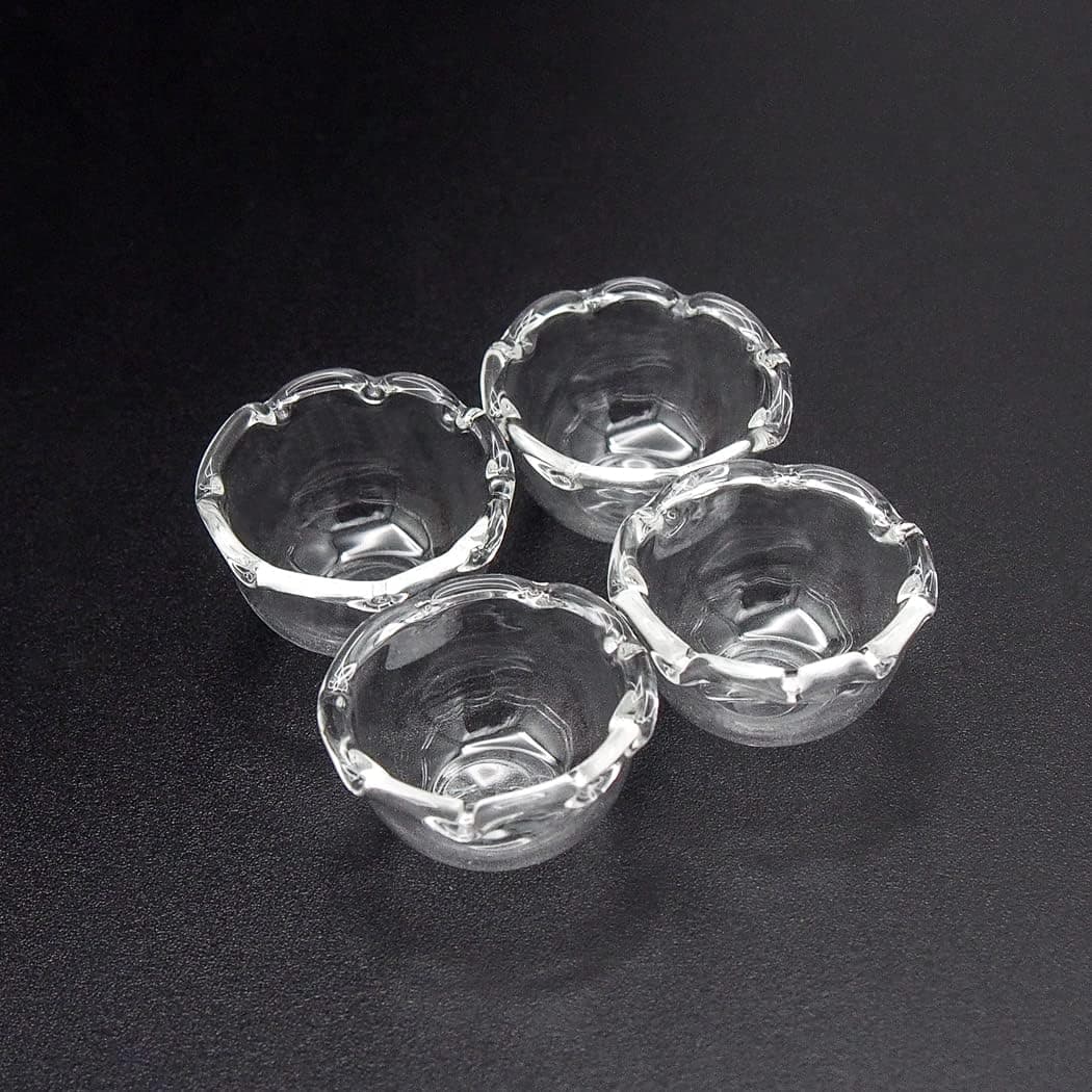 Odoria 1/12 Miniature Glass Bowls 4Pcs Dollhouse Decoration Accessories, A