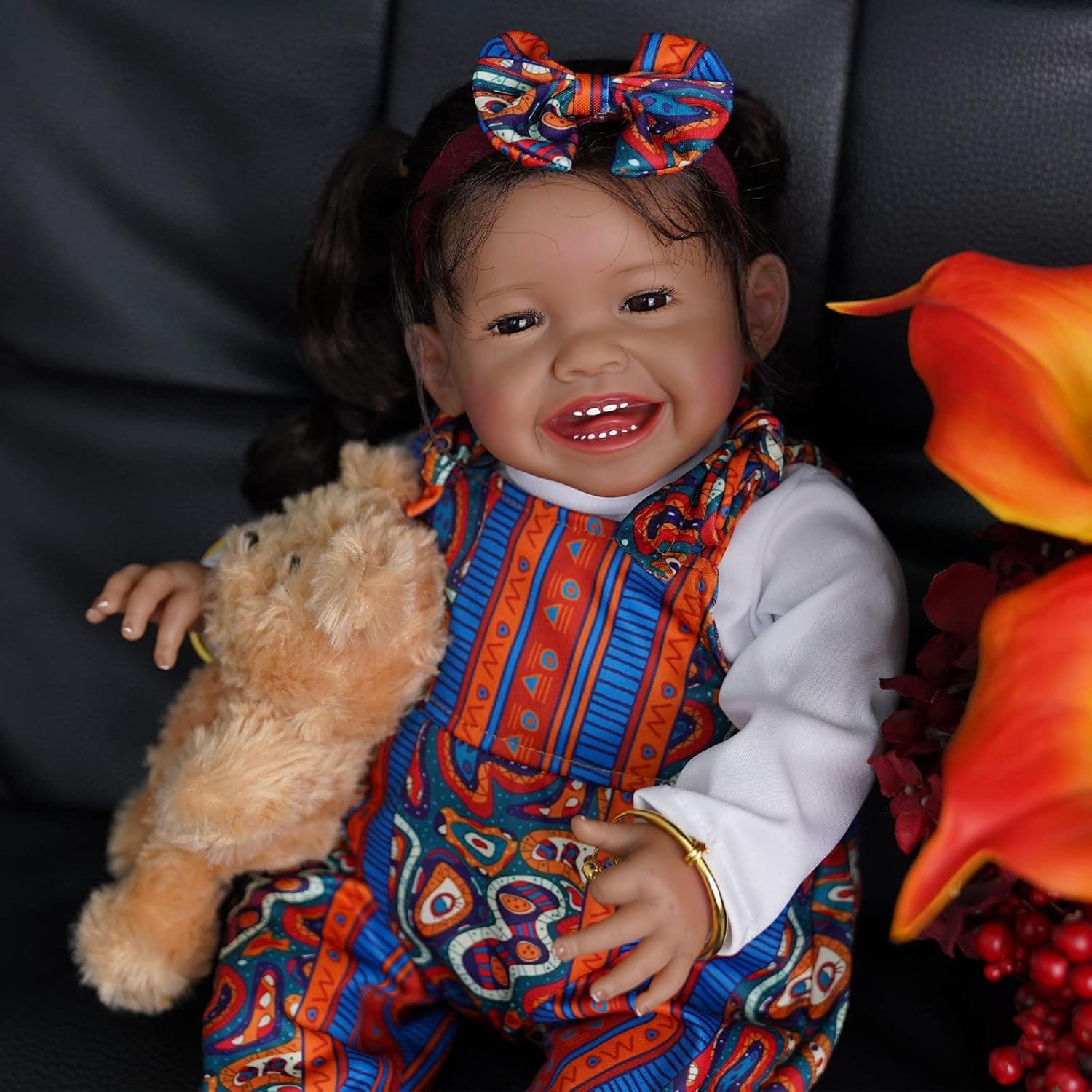 JIZHI Black Lifelike Reborn Baby Dolls - 20 Inches Realistic-Newborn Baby Dolls Girl Real Life Baby Dolls for Kids Age 3 +