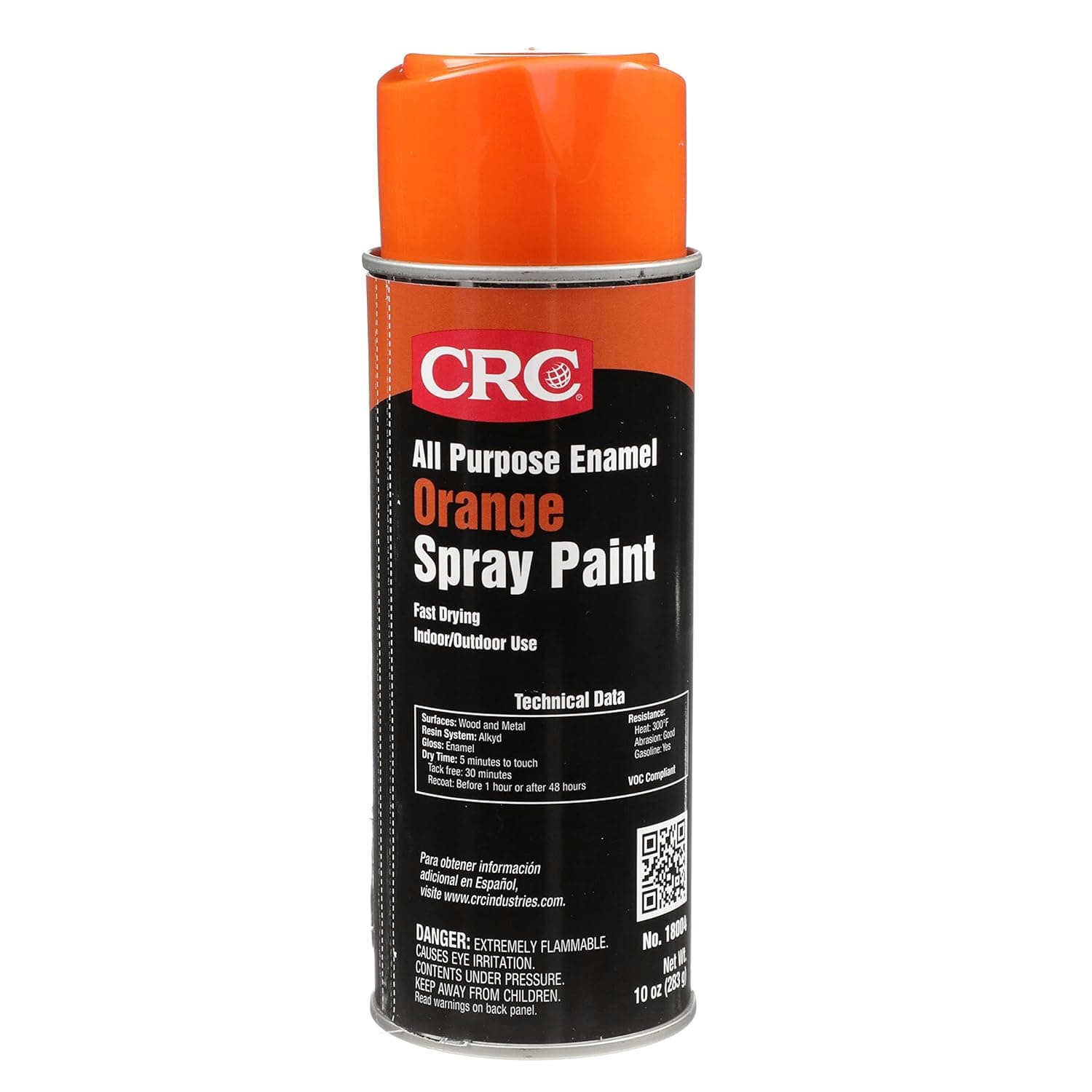 CRC All Purpose Enamel Spray Paint 18004 – 10 Wt Oz., Orange, Aerosol Spray, Ideal for Wood, Metal, Plaster, Masonry, Glass, and Pottery